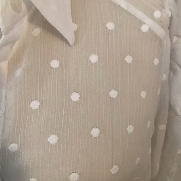 Express Sheer Ruffle Sleeve Polka Dot Shirt NWT - Picture 4 of 5